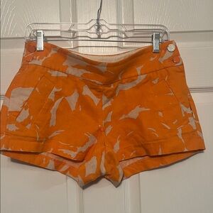J.Crew Orange & Tan Linen Shorts with Button Detail